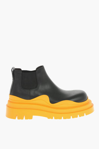 Leather Chelsea Ankle Boots With Platform Soles