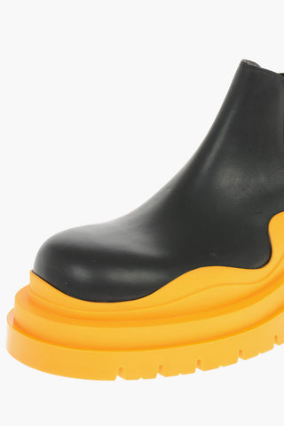 Leather Chelsea Ankle Boots With Platform Soles