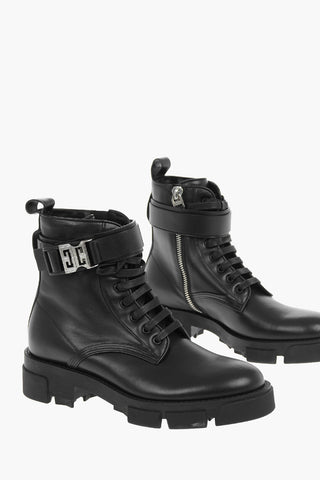 Calfskin TERRA Ankle Boots with Logoed Buckle 5cm