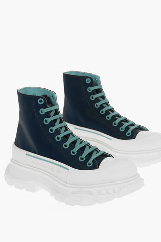 Sneakers Alte Allacciate TREAD SLICK in Pelle Spalmata