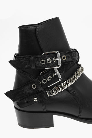 Leather BANDANA Boots With Straps