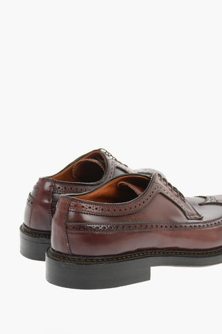 Leather CORDOVAN Derby Shoes With Brogues Details