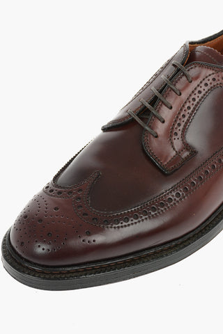 Leather CORDOVAN Derby Shoes With Brogues Details