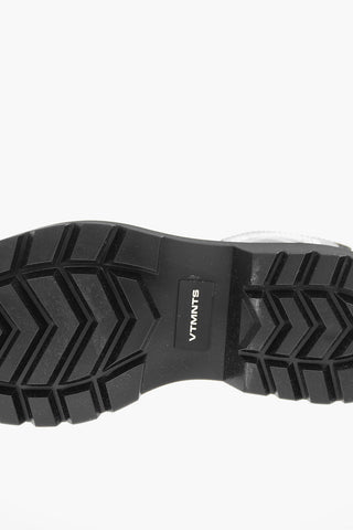 Leather BARCODE Printed Combat Boots
