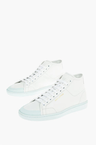 Leather Mid Top Sneakers With Rubber Soles