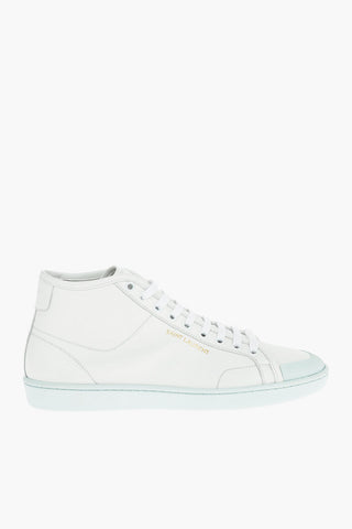 Leather Mid Top Sneakers With Rubber Soles