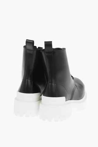 Leather STRIKE Combat Boots With Contrasting Sole 4.5cm