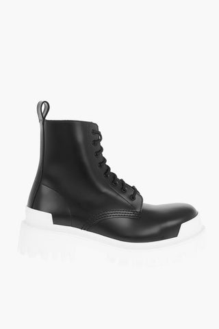 Leather STRIKE Combat Boots With Contrasting Sole 4.5cm