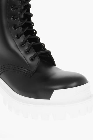 Leather STRIKE Combat Boots With Contrasting Sole 4.5cm