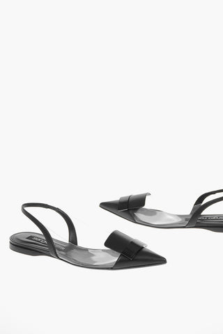 SR1 Ballerine Slingback a Punta in Pvc con Placca Logata