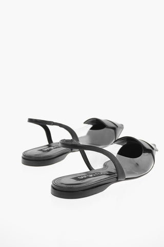 SR1 Ballerine Slingback a Punta in Pvc con Placca Logata