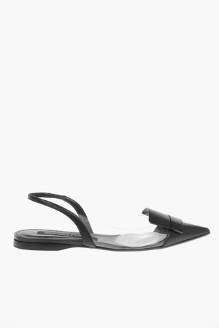SR1 Ballerine Slingback a Punta in Pvc con Placca Logata