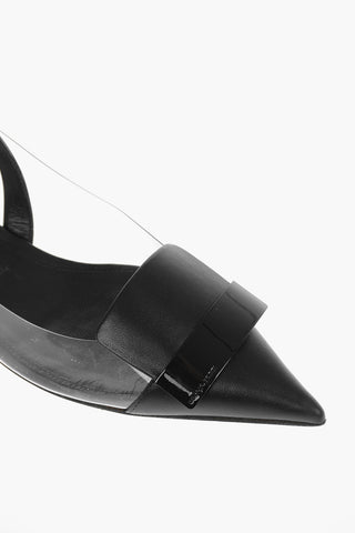 SR1 Ballerine Slingback a Punta in Pvc con Placca Logata