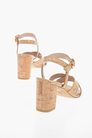 Squared Heel Cork Sandals 8cm