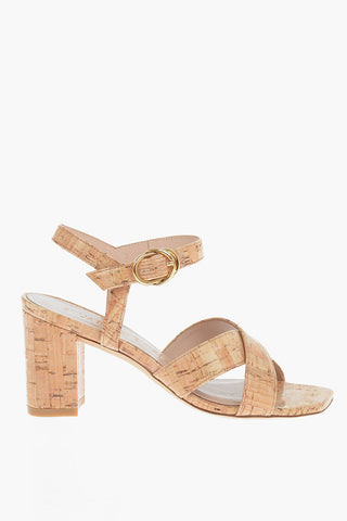 Squared Heel Cork Sandals 8cm