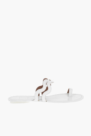 Wave Design Leather Flat Thong Sandals