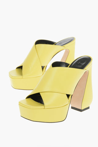 SI Crossover-strap Soft-leather Mules with Sculpted heel