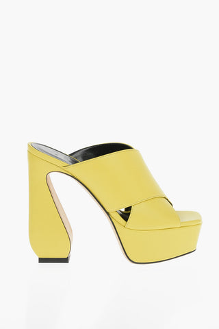 SI Crossover-strap Soft-leather Mules with Sculpted heel