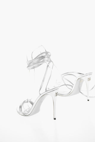 Sandali Slingaback KEIRA in  Pelle Lamè con Nastro alla Caviglia 11cm