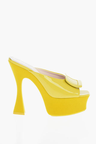 Polished-leather Mules with Velour-lined Statement Sole