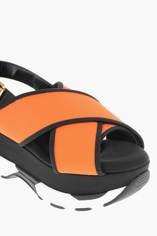 Leather Nylon Crossover-strap Sandals with Chunky Sole