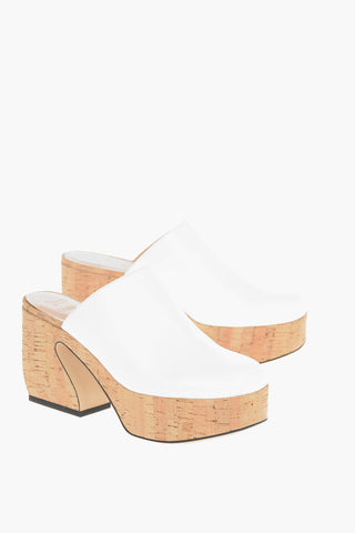 SI Cork-sole Soft-leather Mules with Sculpted Heel