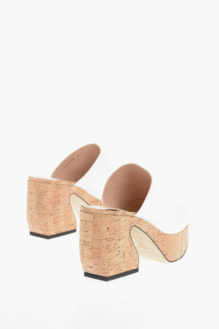 SI Cork-sole Soft-leather Mules with Sculpted Heel
