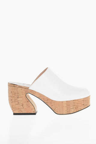 SI Cork-sole Soft-leather Mules with Sculpted Heel