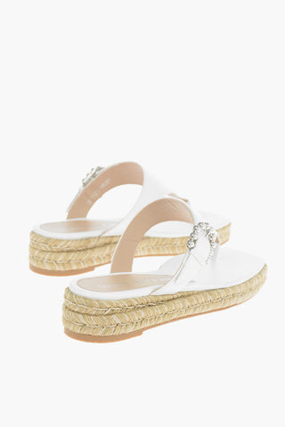 Sandali Infradito in Pelle con Suola in Rafia