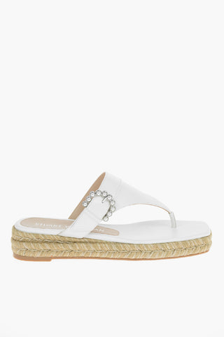 Sandali Infradito in Pelle con Suola in Rafia