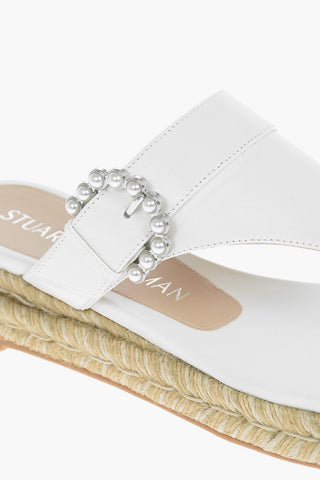 Sandali Infradito in Pelle con Suola in Rafia