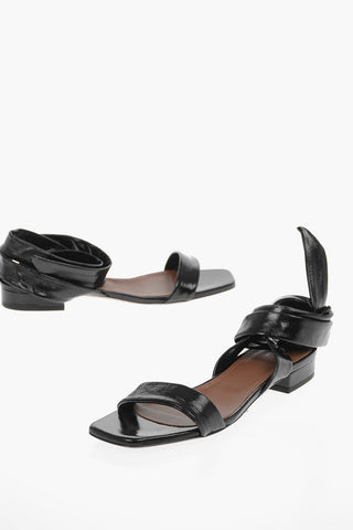 Ankle Tape Patent Leather Flat Sandals
