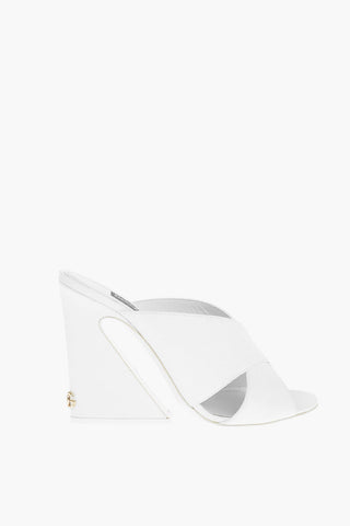 Geometric Heel KEIRA Leather Mules 11cm