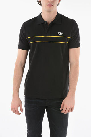 Contrasting Bands Solid Color T-SMITH Polo Shirt