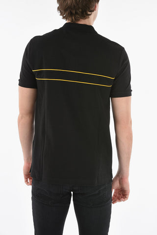 Contrasting Bands Solid Color T-SMITH Polo Shirt