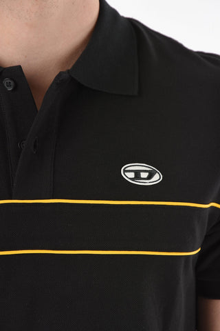 Contrasting Bands Solid Color T-SMITH Polo Shirt