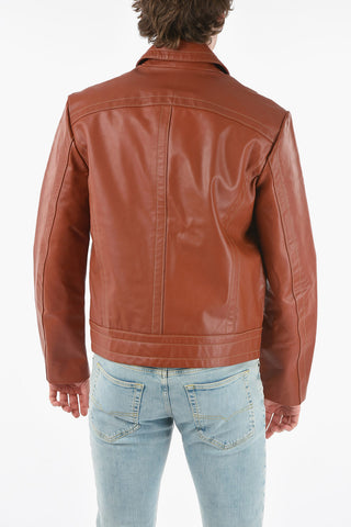 Giubbotto L-CALE in Pelle con Doppio Taschino e Chiusura Zip