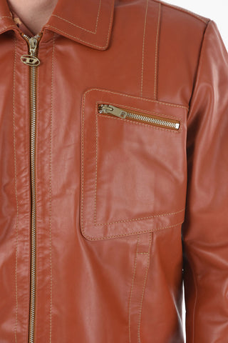 Giubbotto L-CALE in Pelle con Doppio Taschino e Chiusura Zip