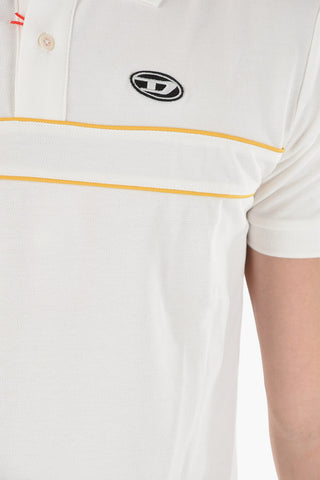 Contrasting Bands Solid Color T-SMITH Polo Shirt