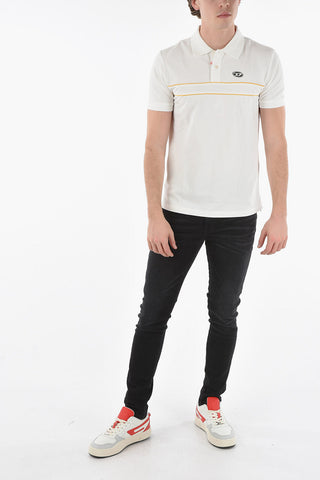 Contrasting Bands Solid Color T-SMITH Polo Shirt
