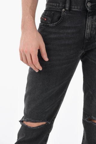 Mid Waist Distressed D-STRUKT Slim Fit Jeans 16cm L32