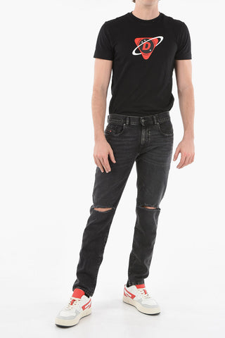 Mid Waist Distressed D-STRUKT Slim Fit Jeans 16cm L32