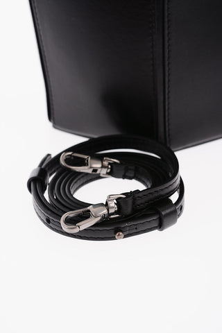 Drawstringed Leather Bucket Bag with Metallic Blinder Clip