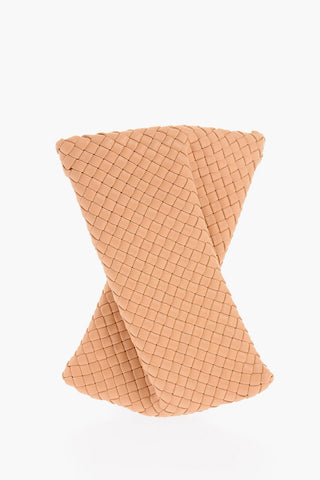 Woven Leather CRISSCROSS Clutch with Unlined Interior