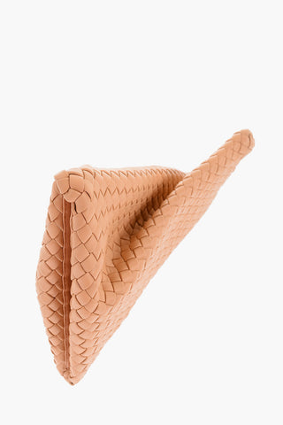Woven Leather CRISSCROSS Clutch with Unlined Interior