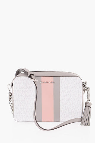Contrasting Band Monogram Leather Crossbody Bag