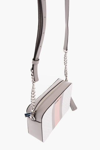 Contrasting Band Monogram Leather Crossbody Bag