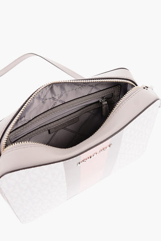 Contrasting Band Monogram Leather Crossbody Bag