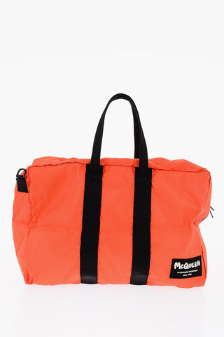 Logoed Patch Nylon Travel Duffel Bag