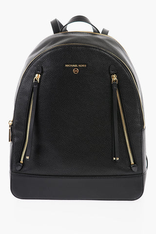 Double-pocketed Textured Leather Backpack